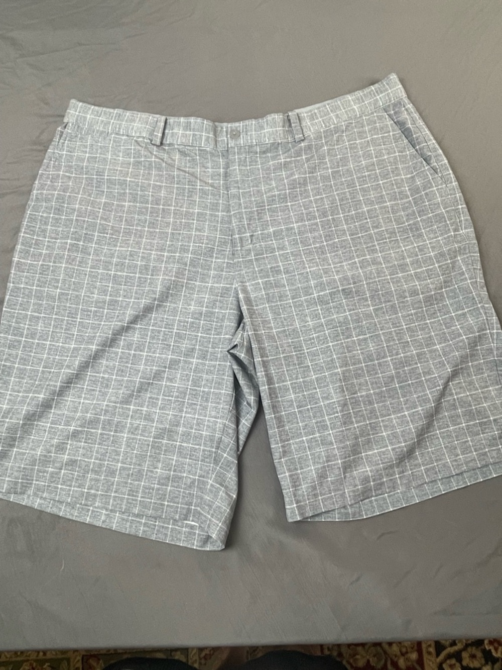 Nike Golf Tour Performance Dri Fit Checkered Shorts Gray White Mens Size‎ 42
